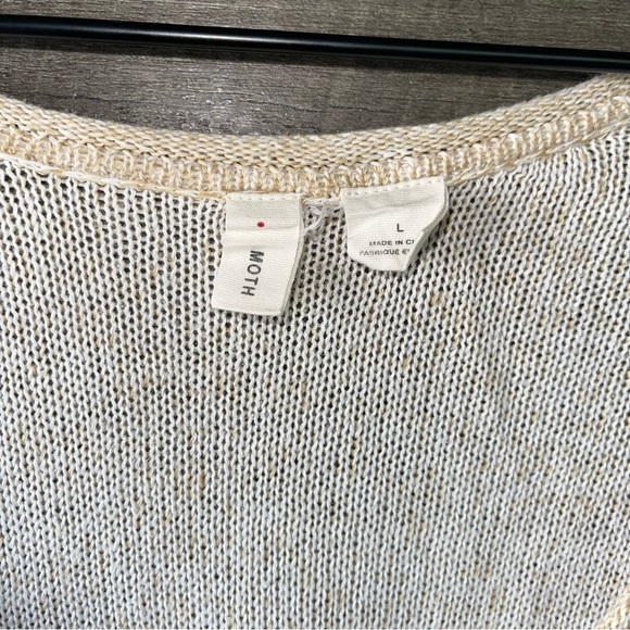 Anthropologie Moth Catamaran Cream Scoop-neck Linen Blend Sweater Large - Picture 5 of 9